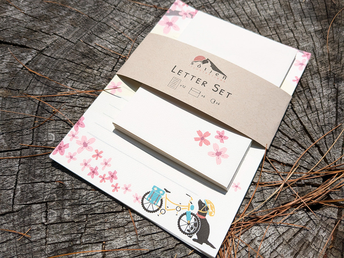 Spring Biking Pup Letter Set | Adventure Dog Stationery