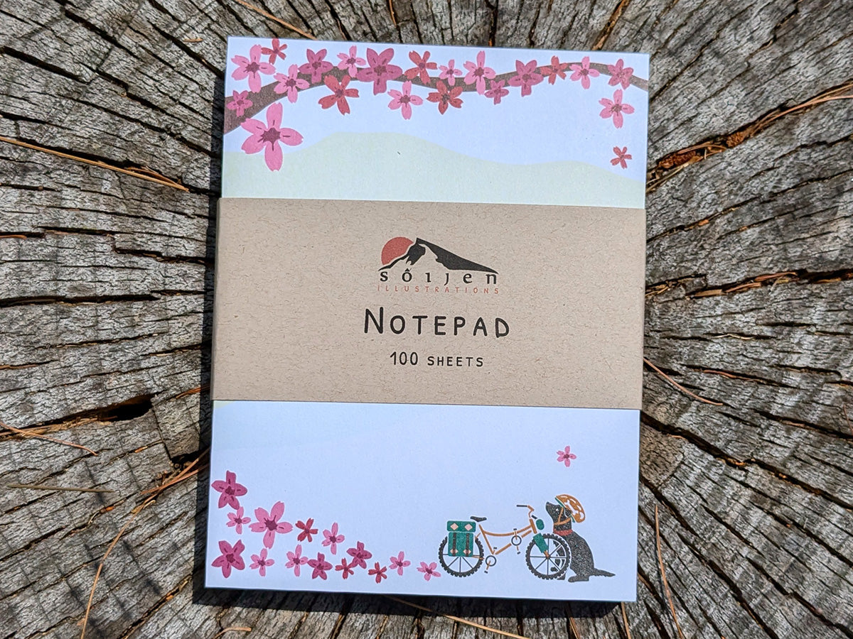 Spring Biking Pup Notepad