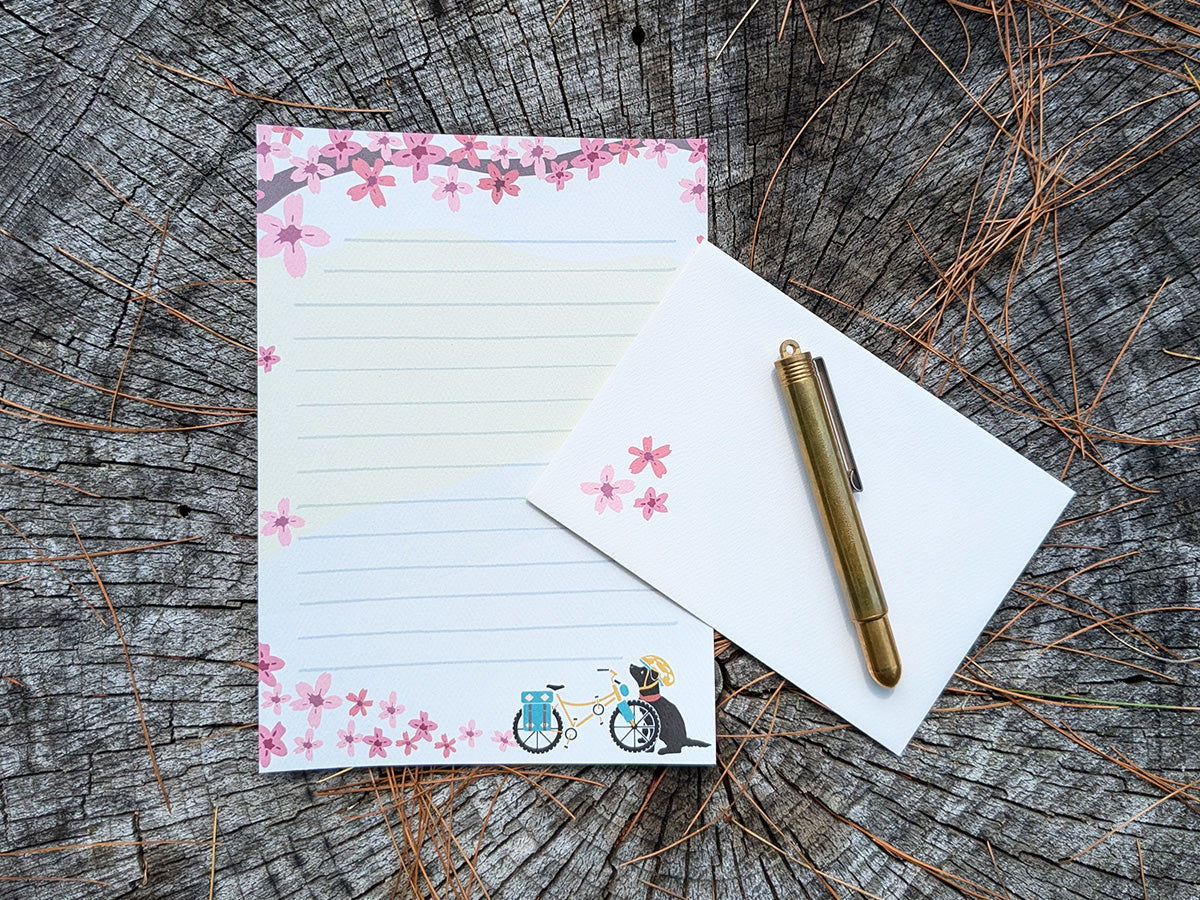 Spring Biking Pup Letter Set | Adventure Dog Stationery