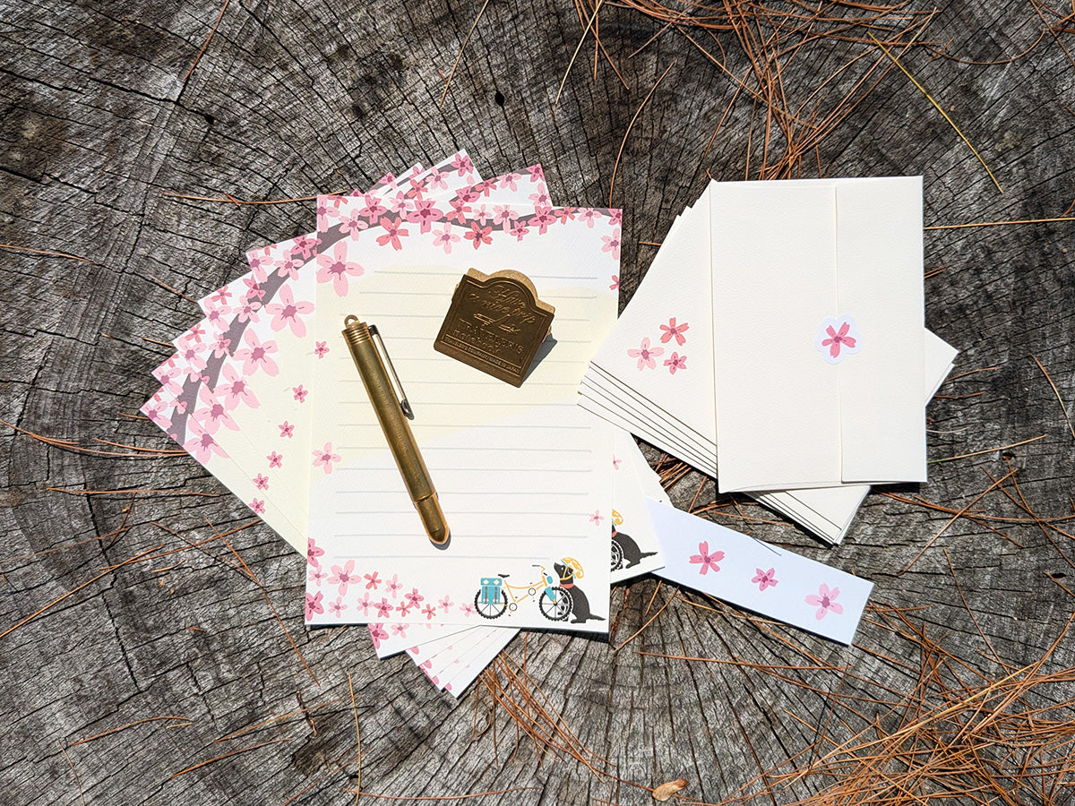 Spring Biking Pup Letter Set | Adventure Dog Stationery