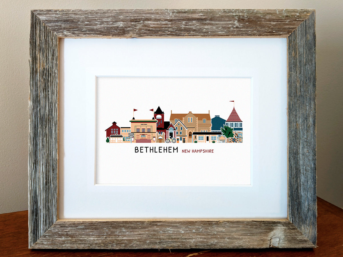 Framed illustration of Bethlehem, New Hampshire