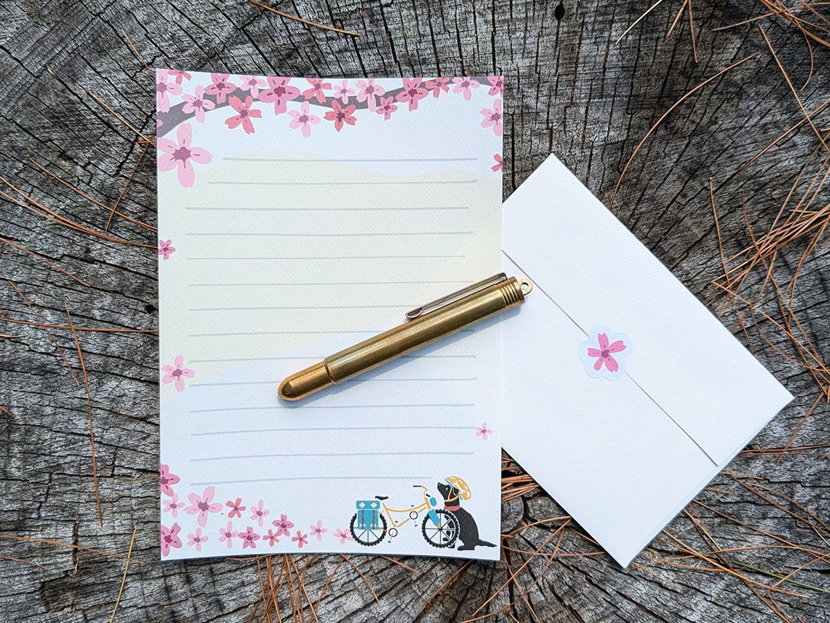 Spring Biking Pup Letter Set | Adventure Dog Stationery