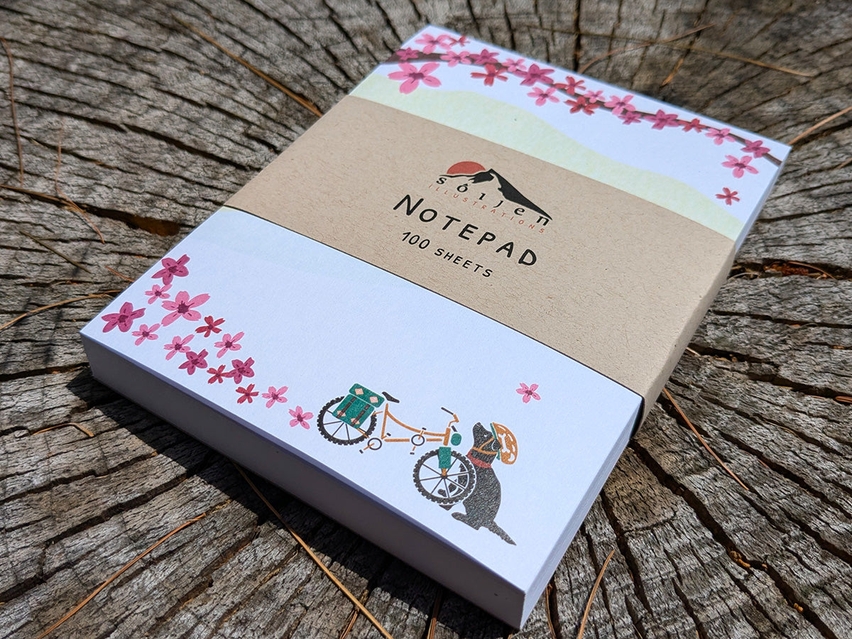 Spring Biking Pup Notepad