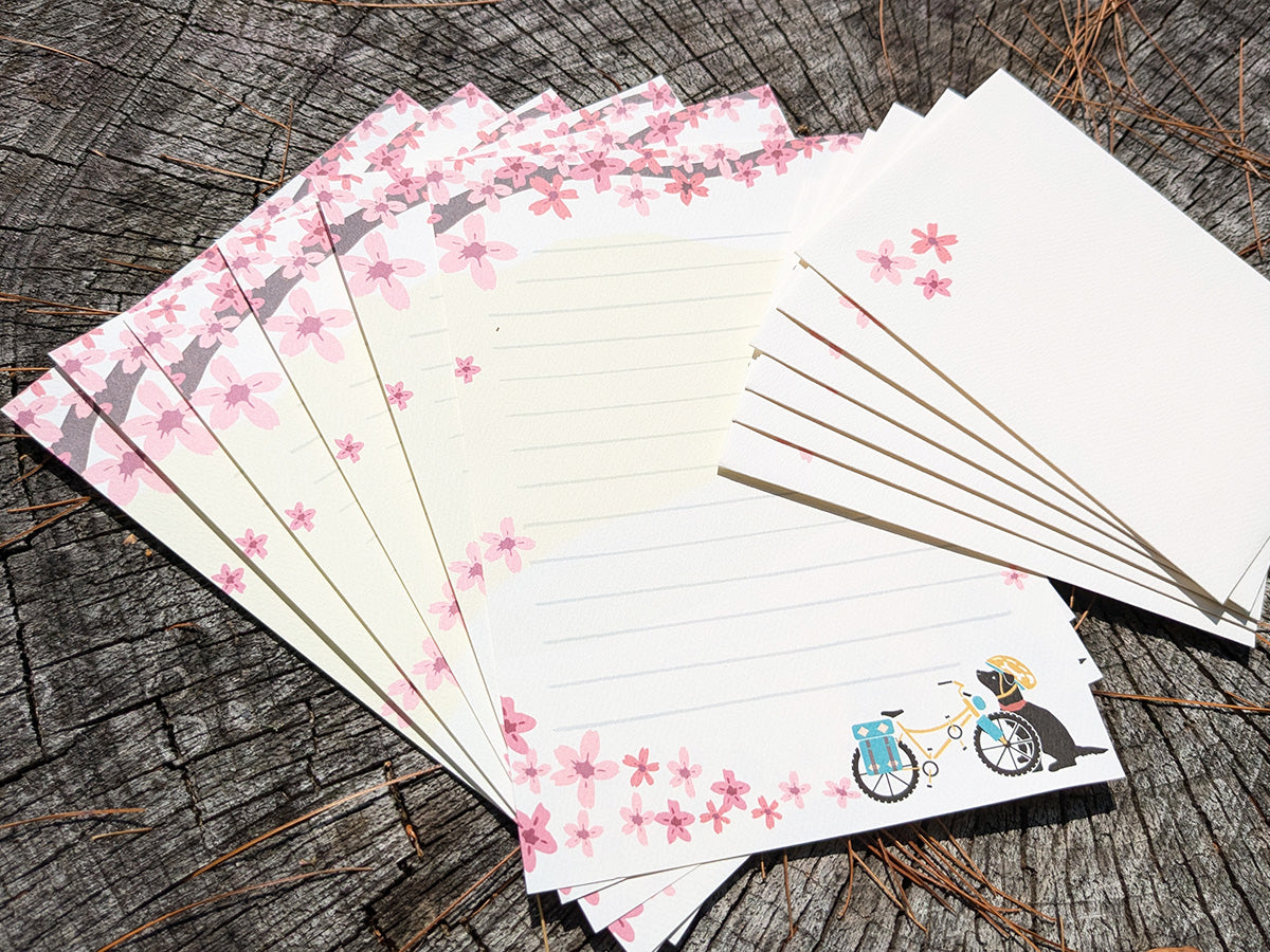 Spring Biking Pup Letter Set | Adventure Dog Stationery
