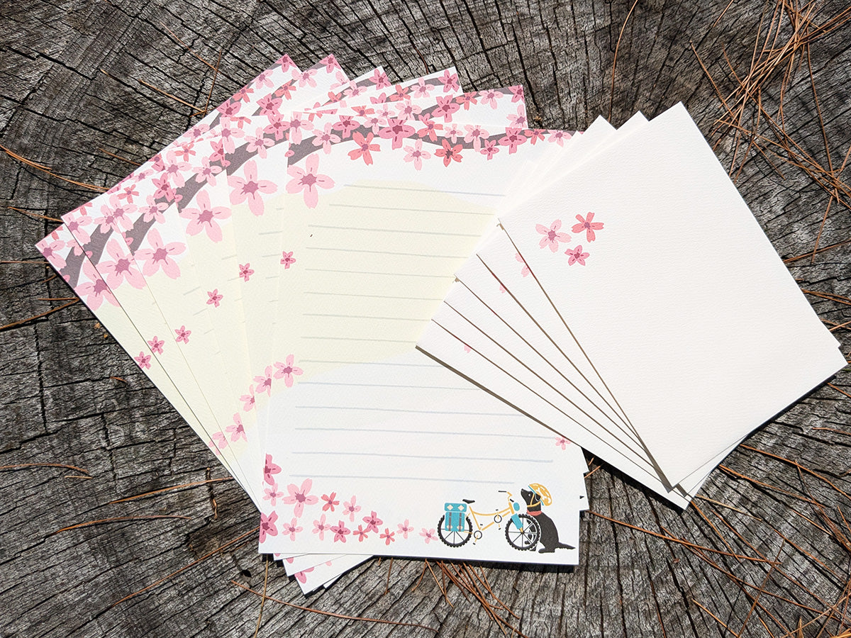 Spring Biking Pup Letter Set | Adventure Dog Stationery