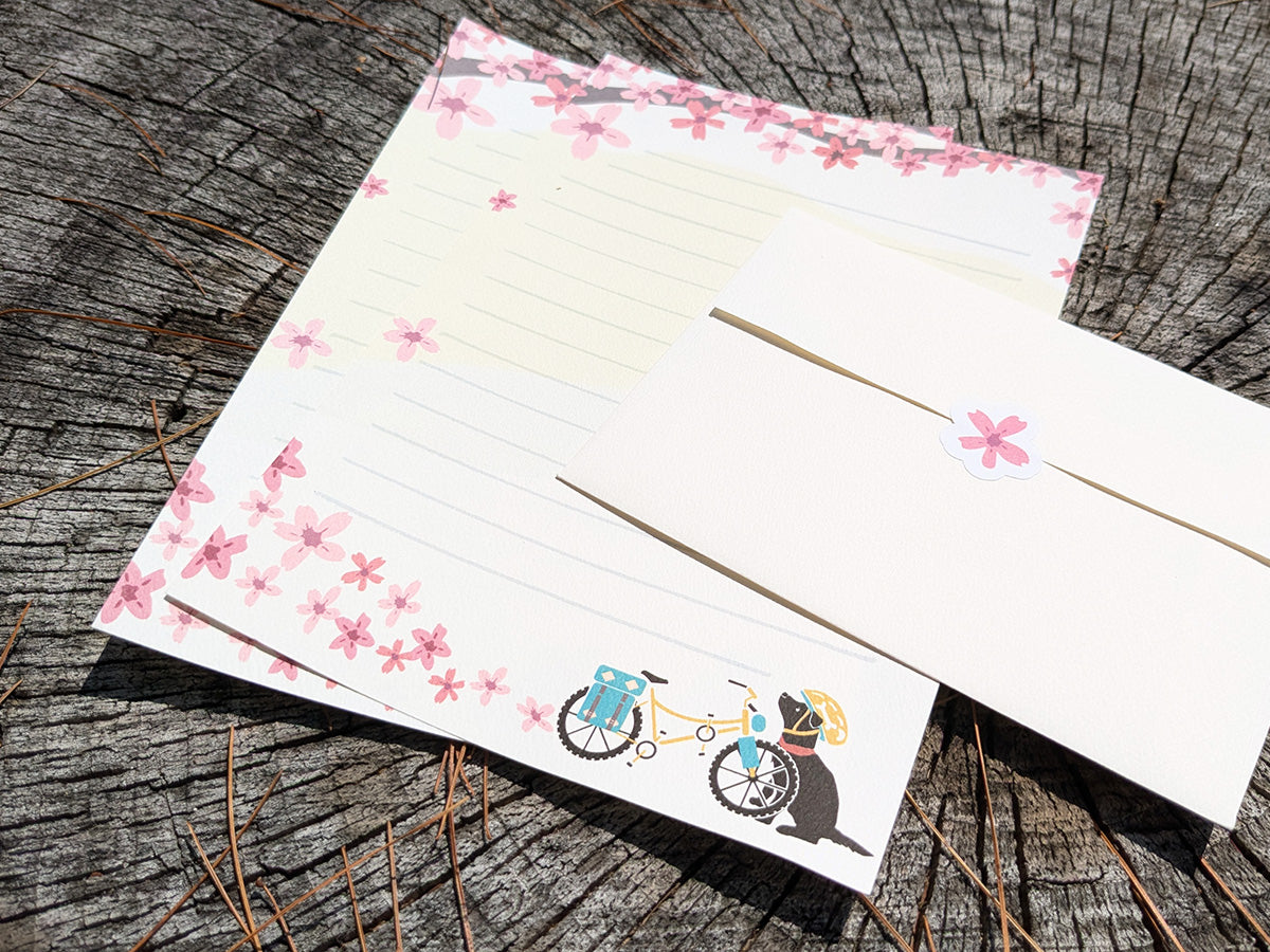 Spring Biking Pup Letter Set | Adventure Dog Stationery