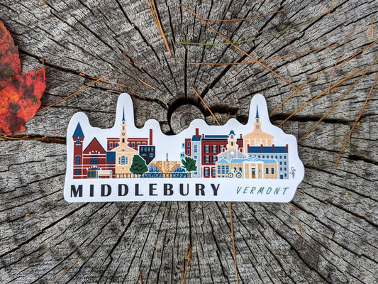 Middlebury Vermont Cityscape Waterproof Sticker