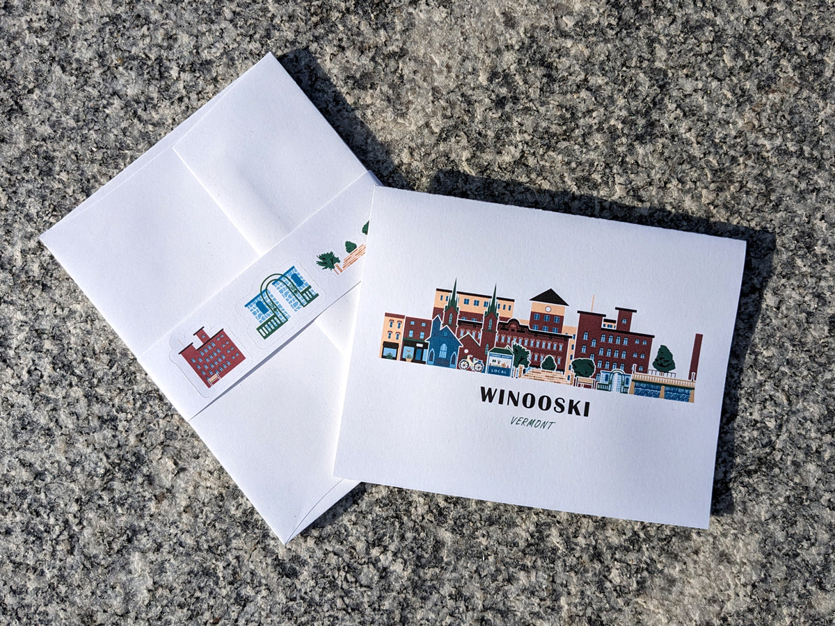 Winooski Vermont Cityscape | Blank Greeting Card Set