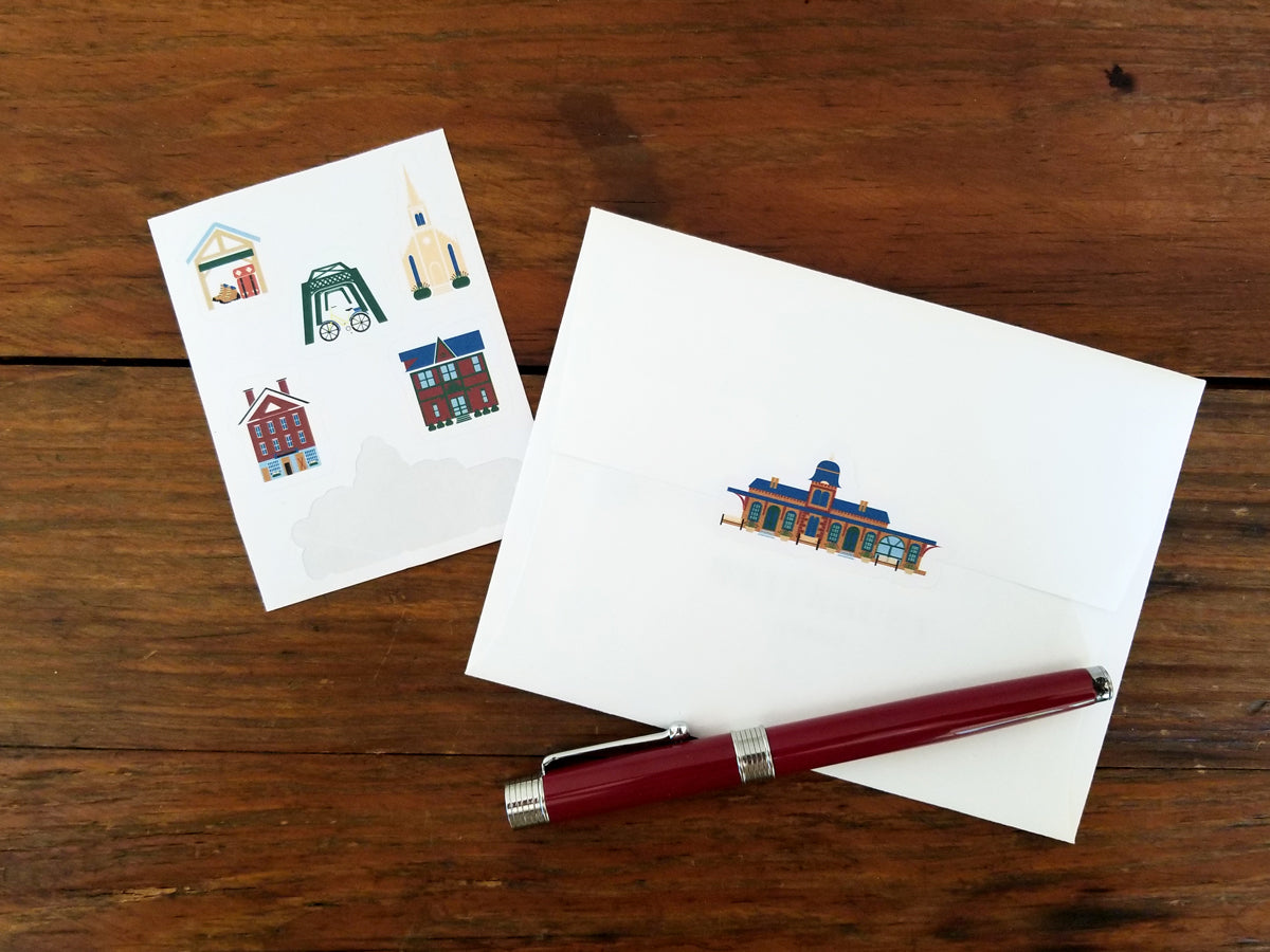 Waterbury Vermont Cityscape | Blank Greeting Card Set