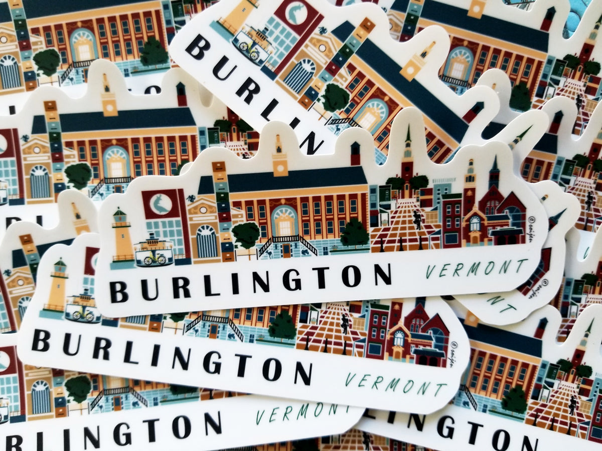 Burlington Vermont Cityscape Waterproof Sticker
