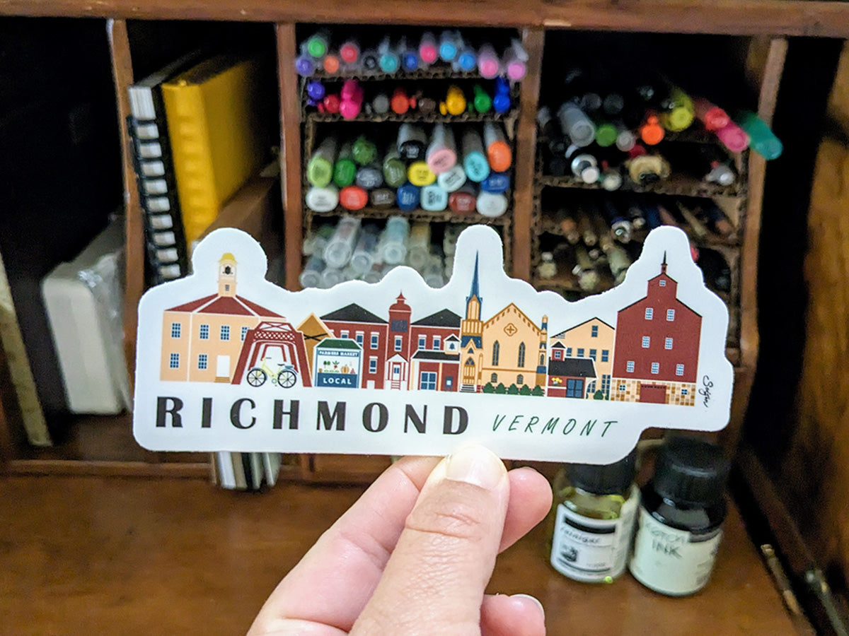 Richmond Vermont Cityscape Waterproof Sticker