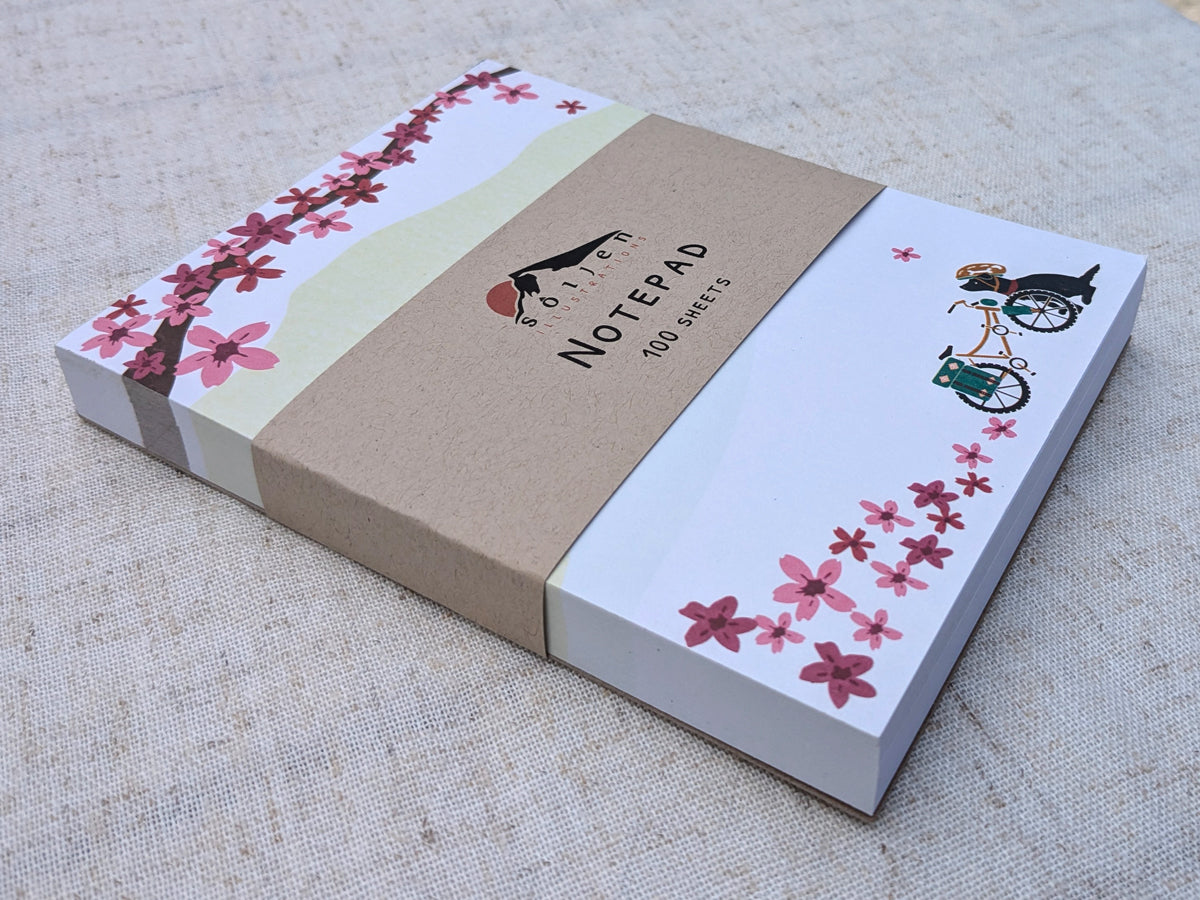 Spring Biking Pup Notepad