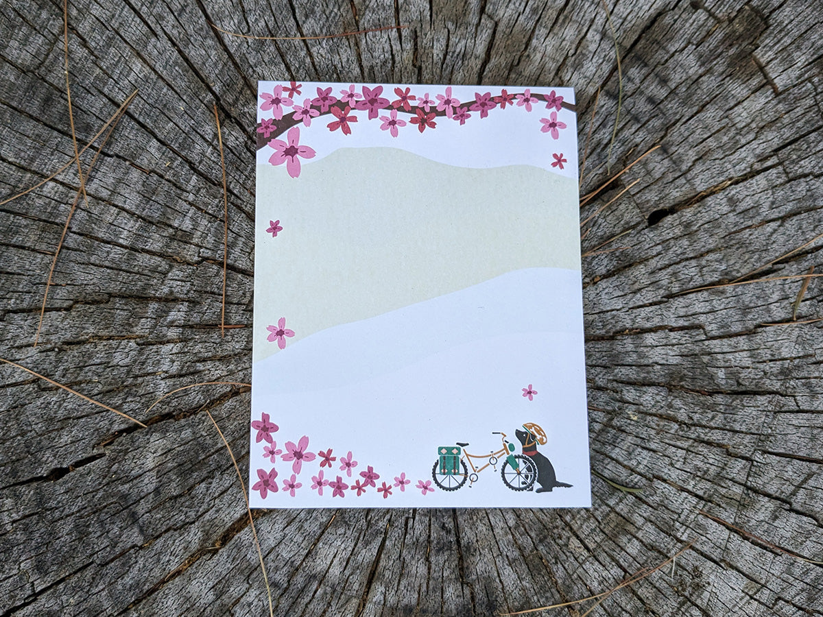 Spring Biking Pup Notepad