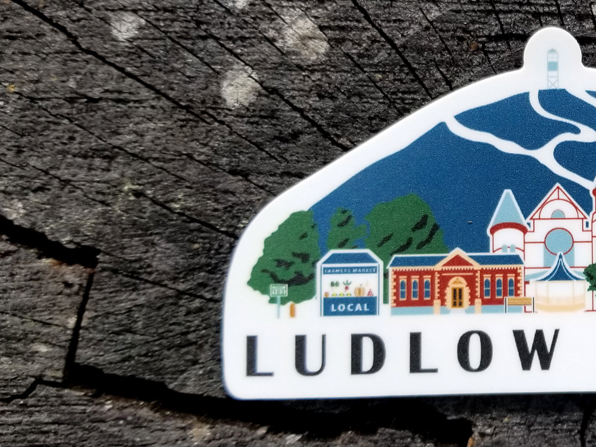 Ludlow Vermont Cityscape Waterproof Sticker