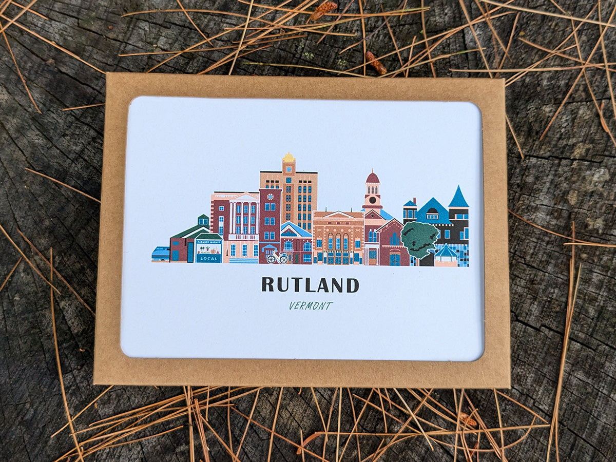 Rutland Vermont Cityscape | Blank Greeting Card Set