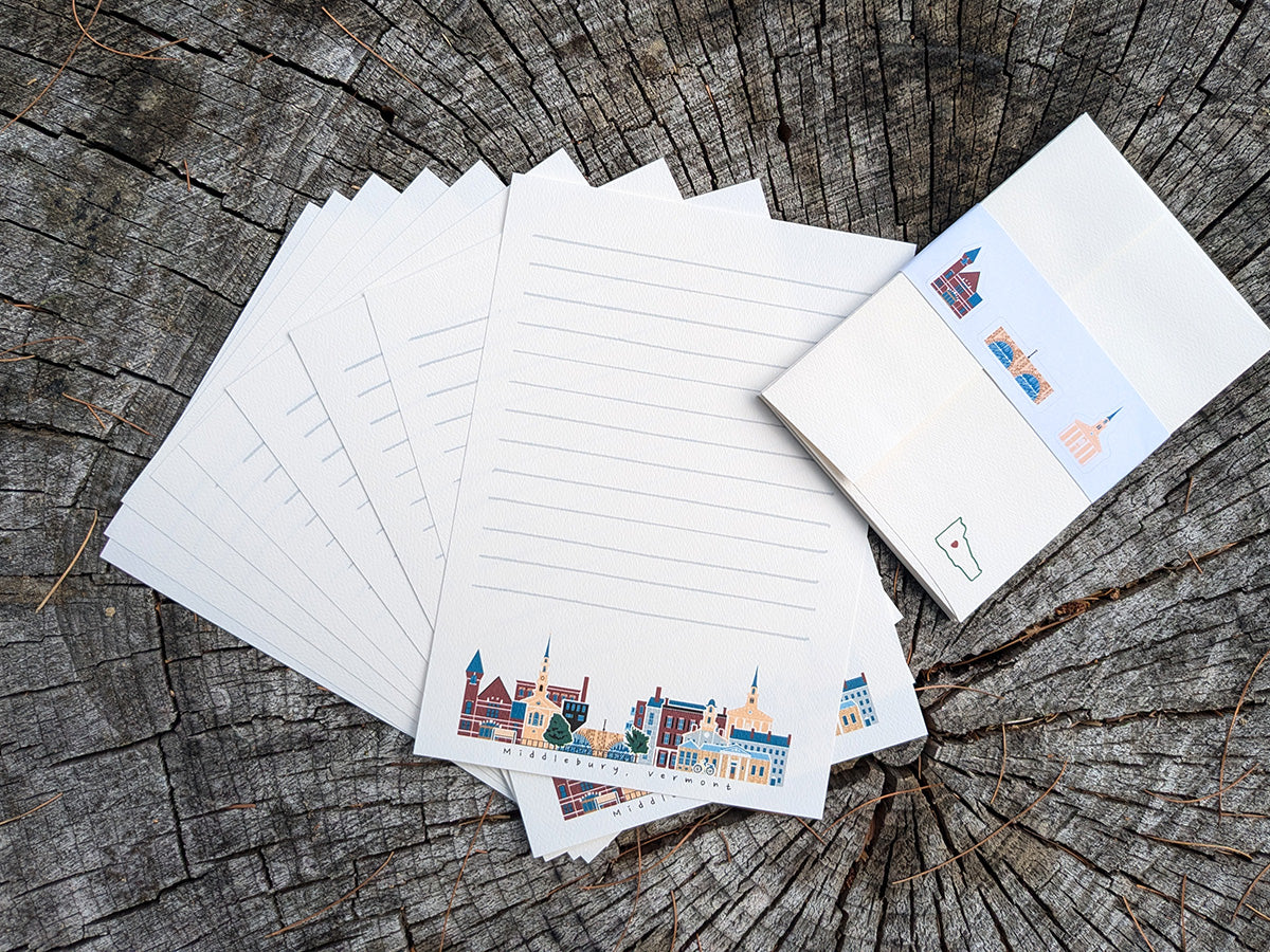 Middlebury Vermont Cityscape Letter Set | Vermont Stationery