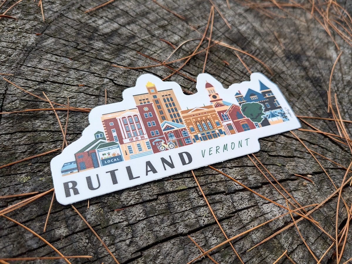 Rutland Vermont Cityscape Waterproof Sticker