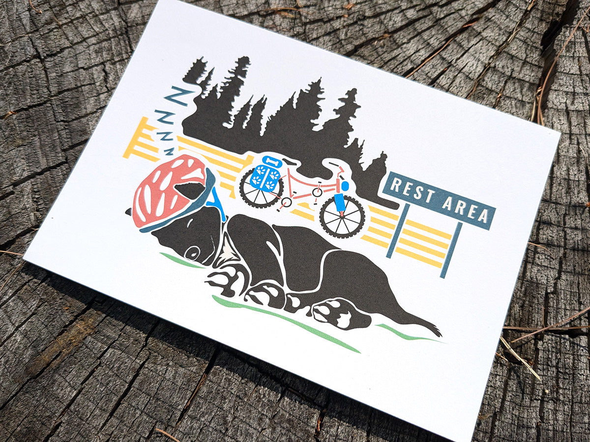 Bike Pup Print - Rest Area | Sleepy Adventure Dog