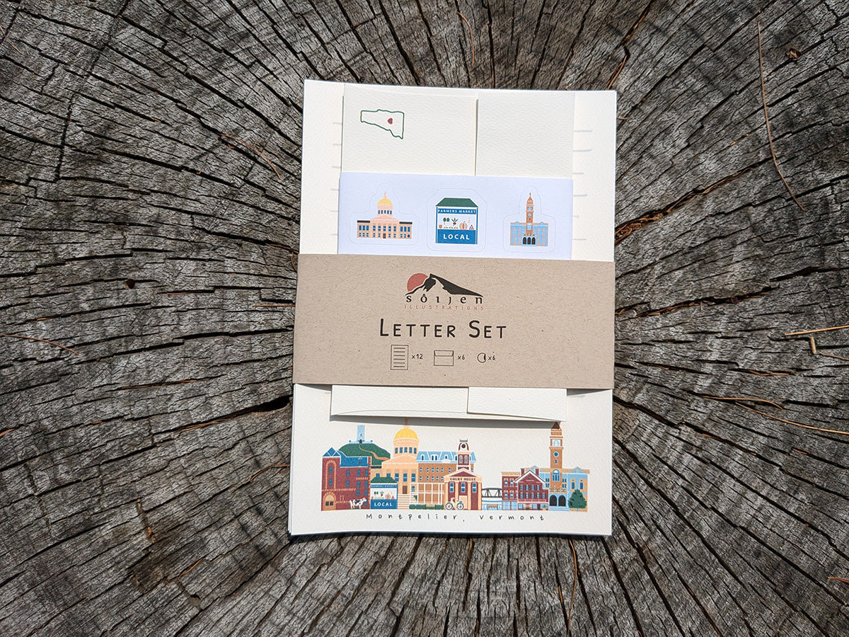 Montpelier Vermont Cityscape Letter Set | Vermont Stationery