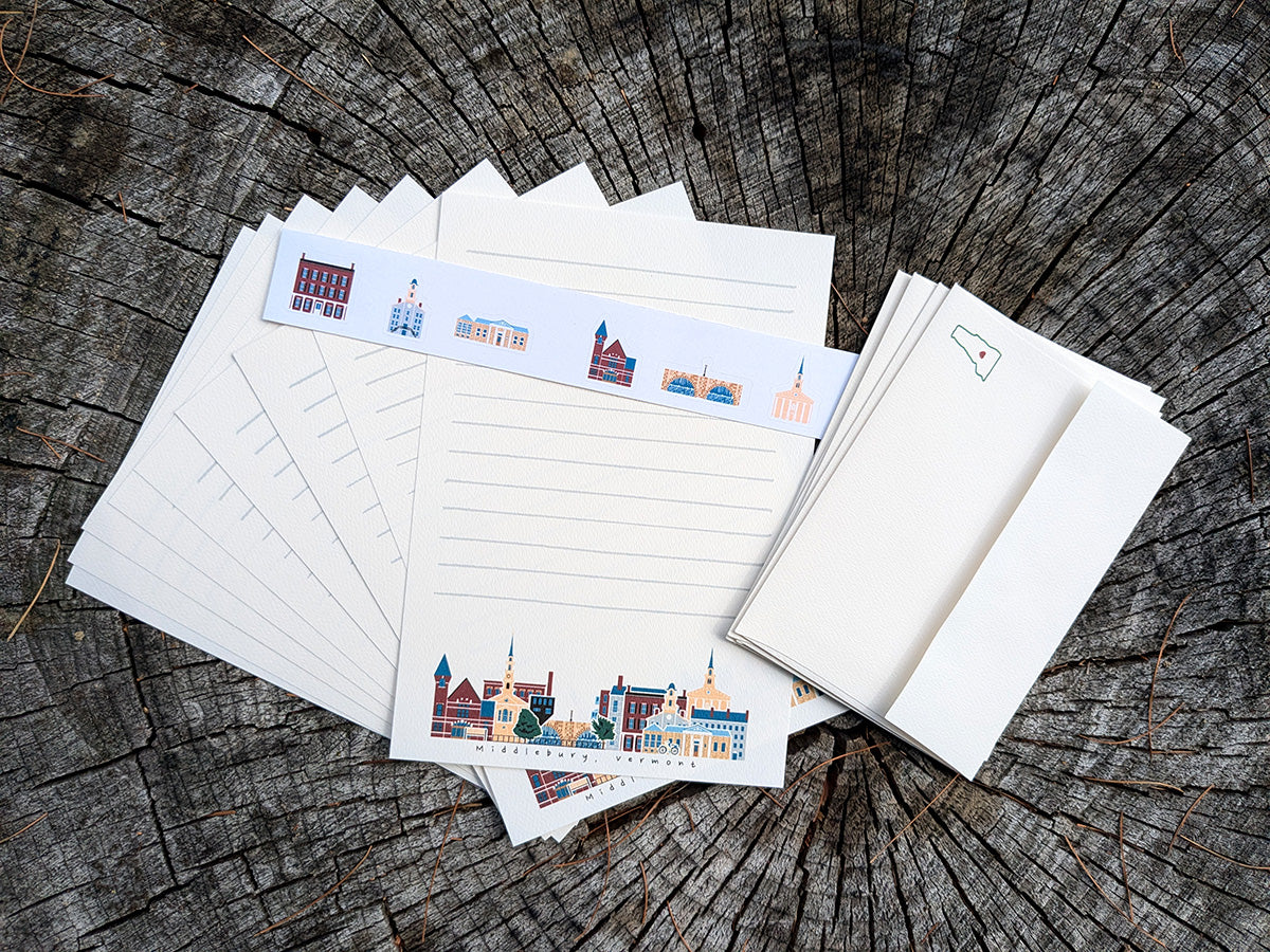 Middlebury Vermont Cityscape Letter Set | Vermont Stationery