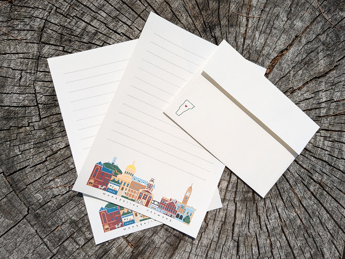 Montpelier Vermont Cityscape Letter Set | Vermont Stationery