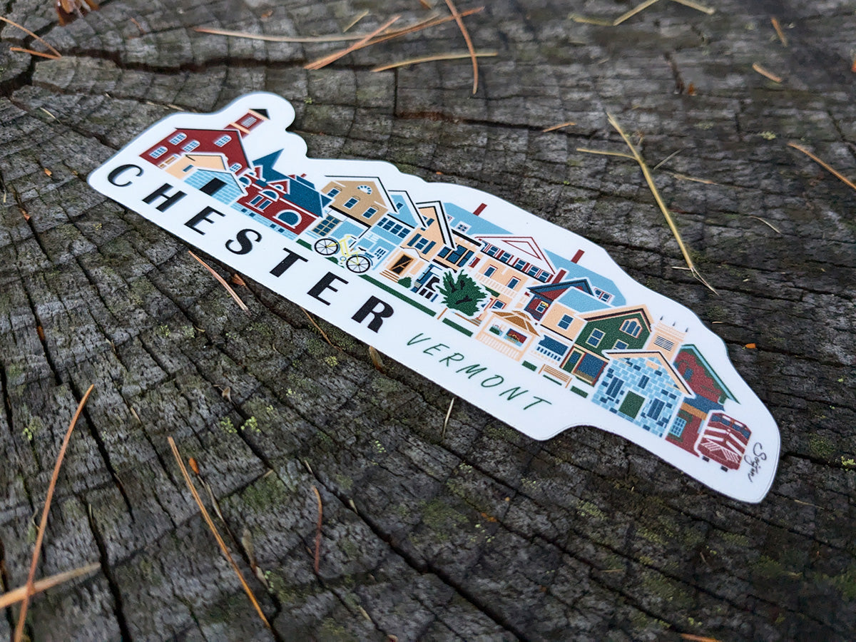 Chester Vermont Cityscape Waterproof Sticker