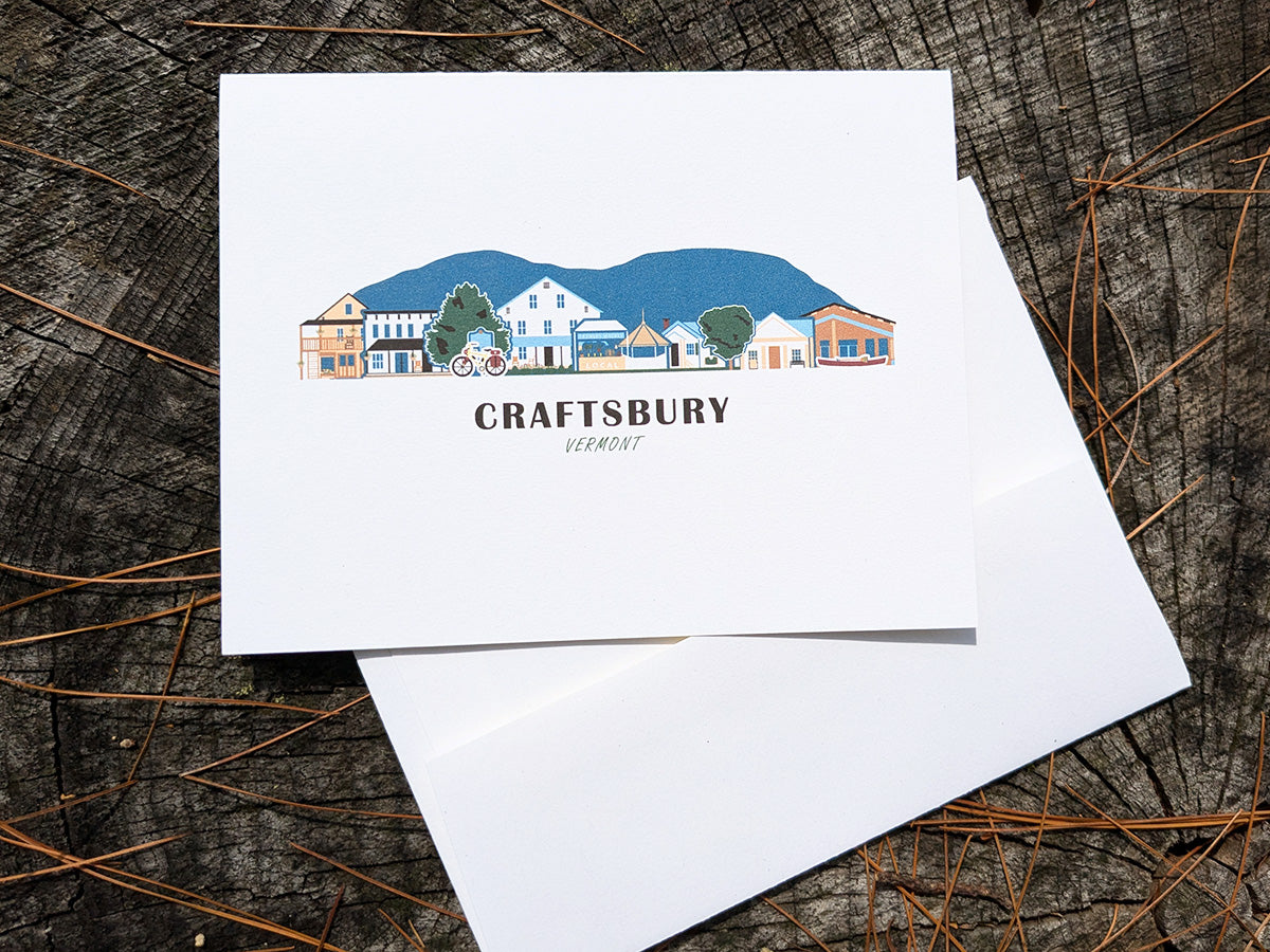 Craftsbury Vermont Cityscape | Blank Greeting Card Set