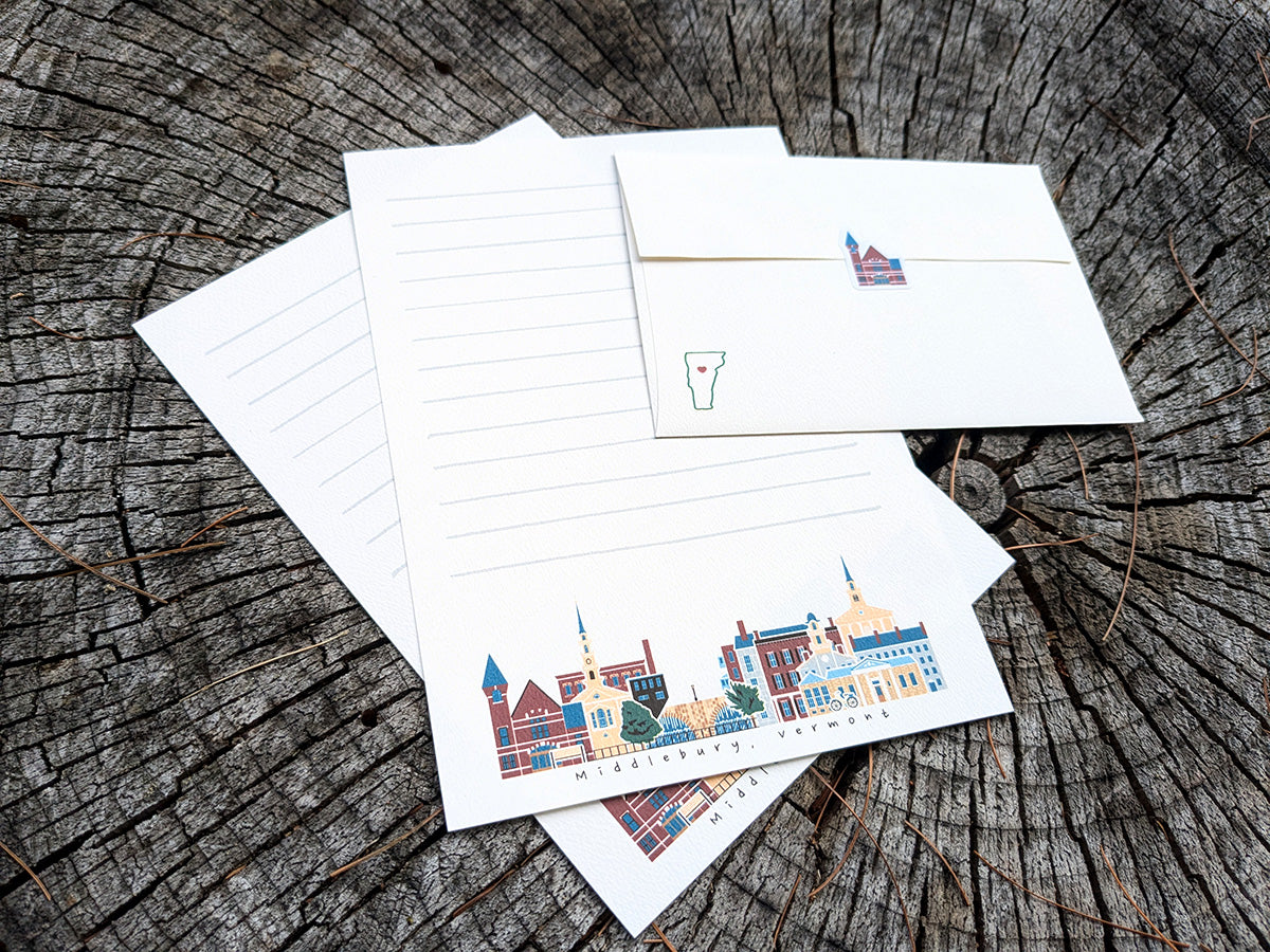 Middlebury Vermont Cityscape Letter Set | Vermont Stationery