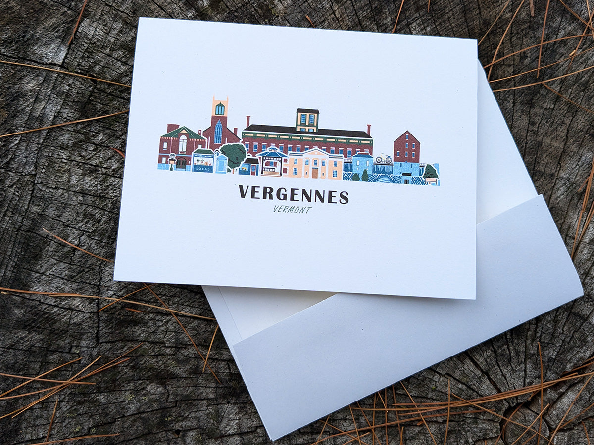 Vergennes Vermont Cityscape | Blank Greeting Card Set