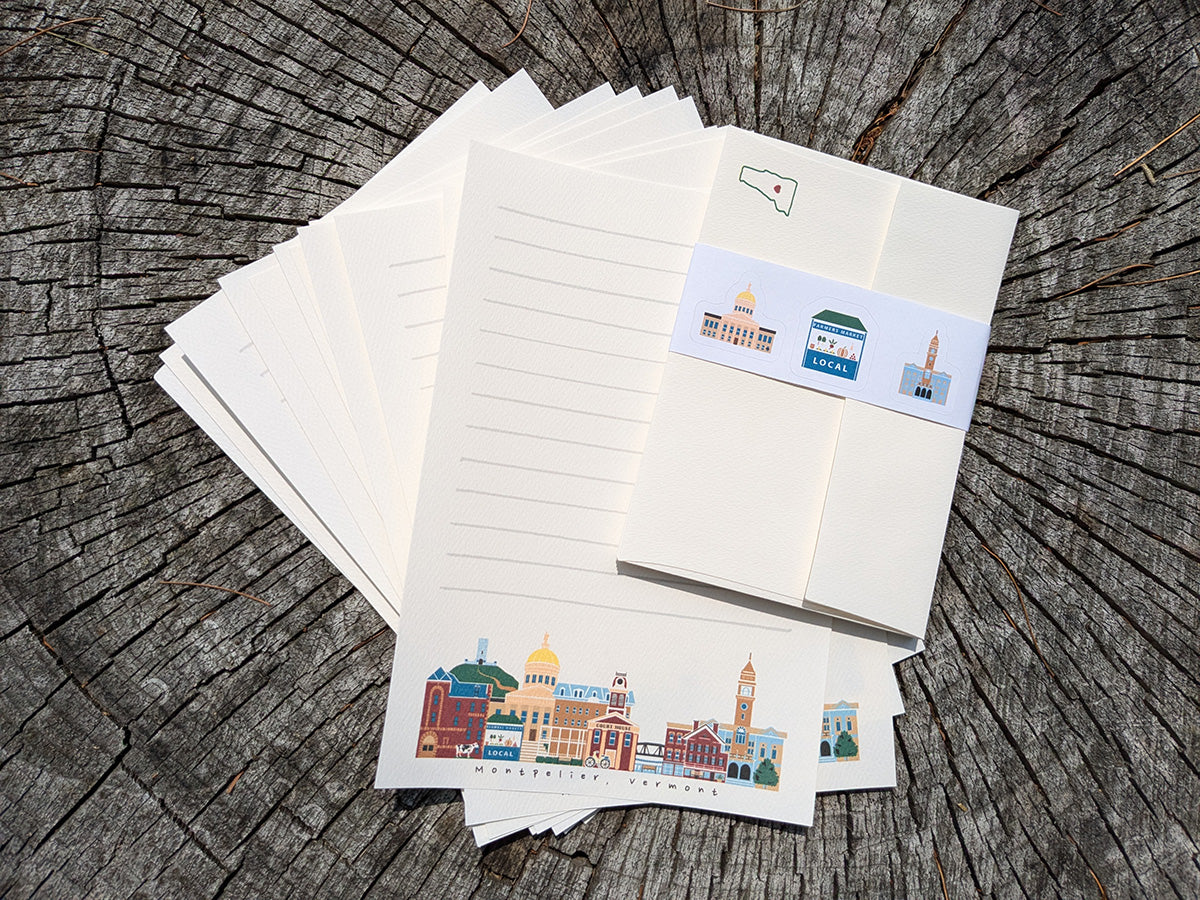 Montpelier Vermont Cityscape Letter Set | Vermont Stationery