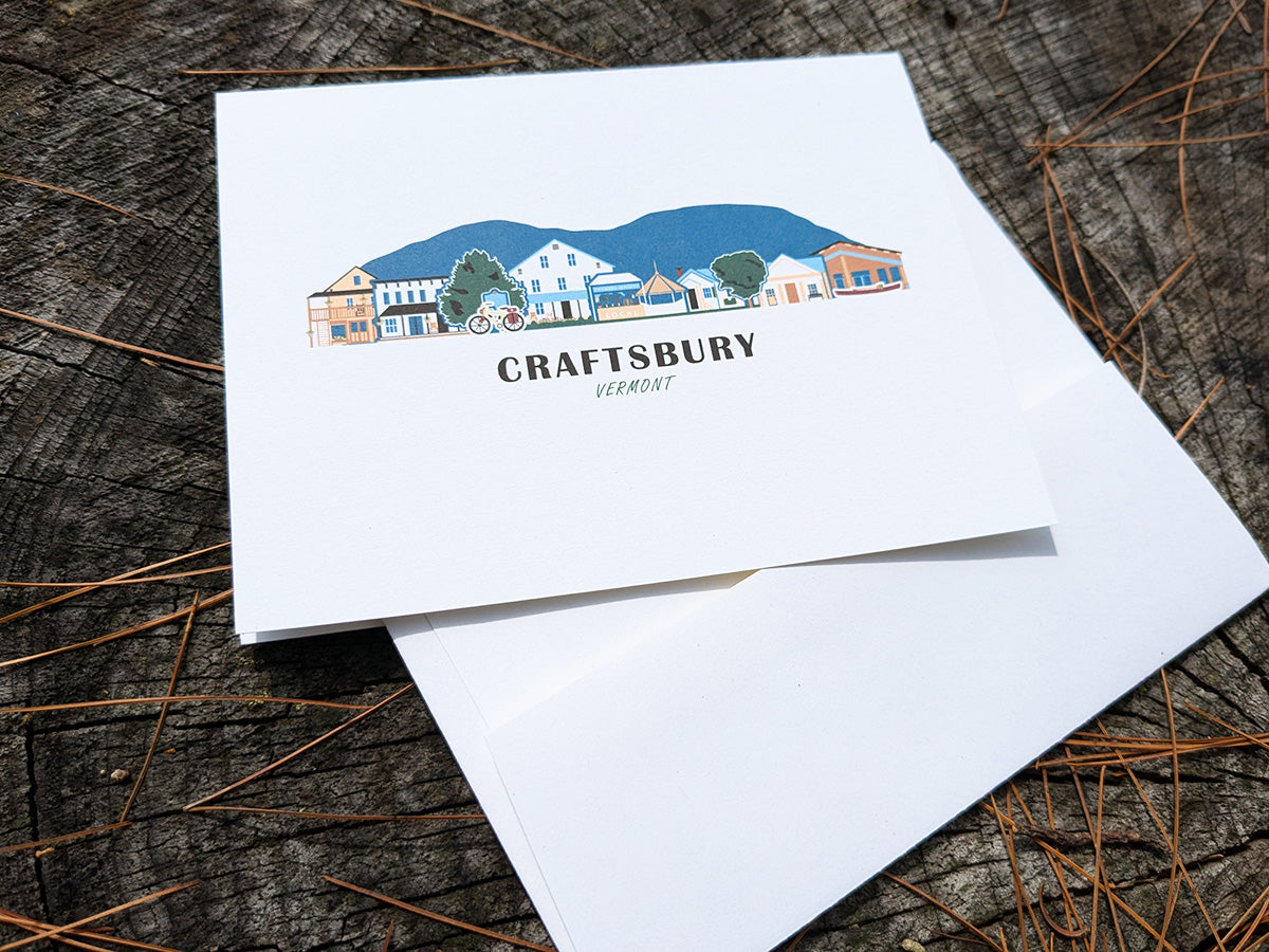 Craftsbury Vermont Cityscape | Blank Greeting Card Set