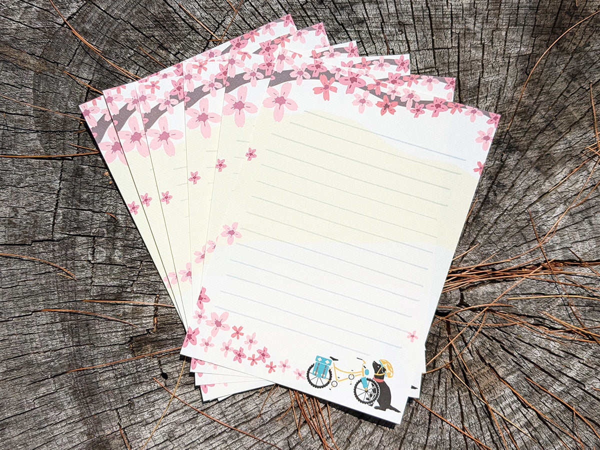 Spring Biking Pup Letter Set | Adventure Dog Stationery