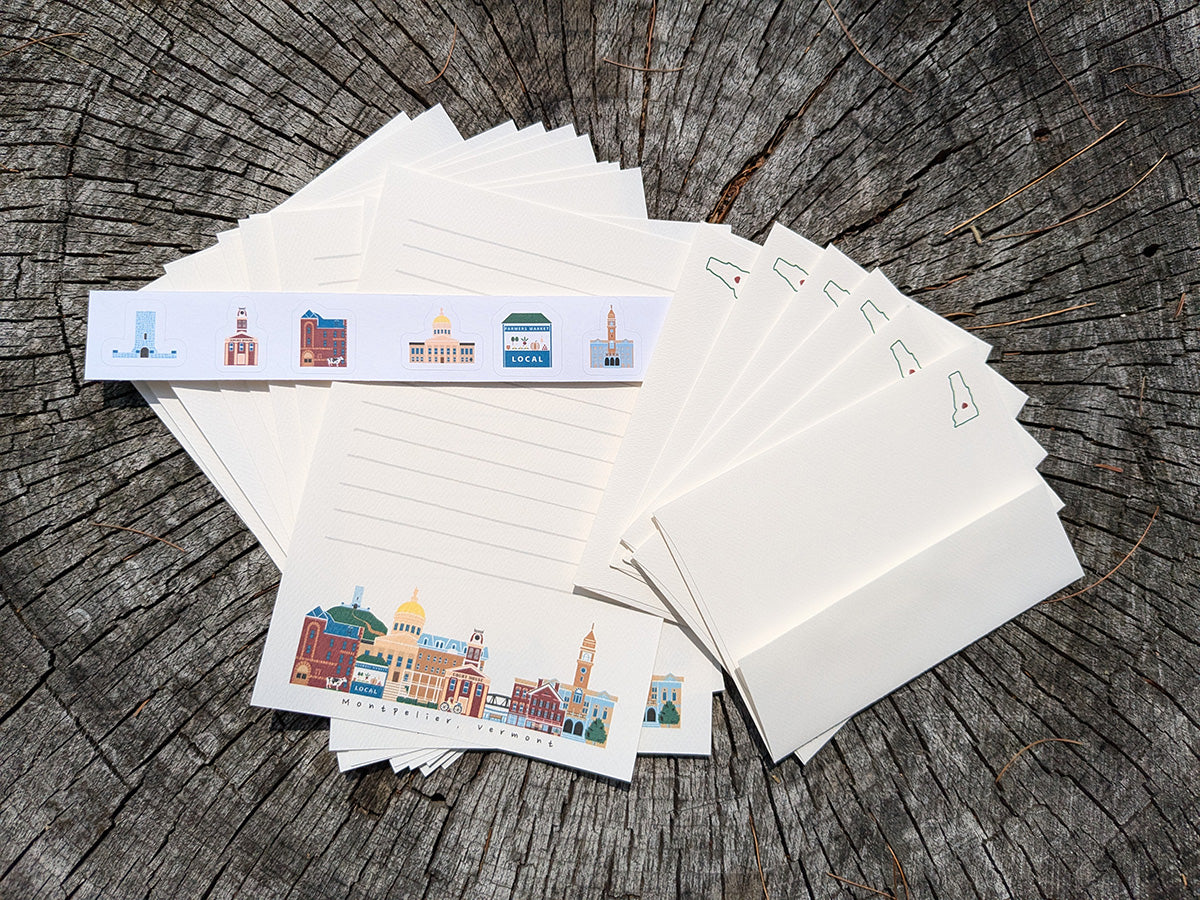 Montpelier Vermont Cityscape Letter Set | Vermont Stationery