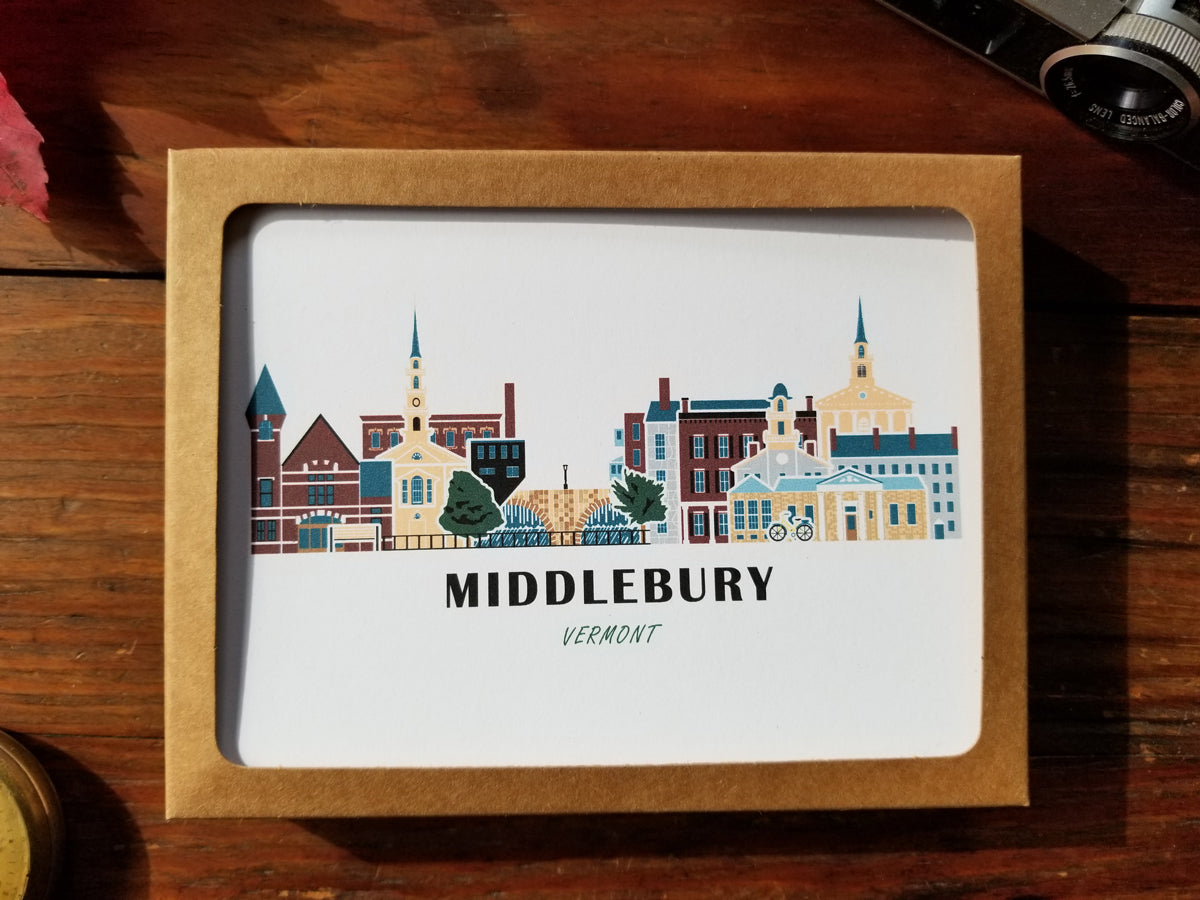 Middlebury Vermont Cityscape | Blank Greeting Card Set