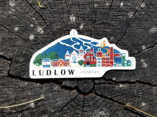 Ludlow Vermont Cityscape Waterproof Sticker