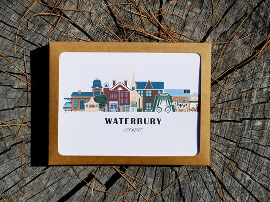 Waterbury Vermont Cityscape | Blank Greeting Card Set