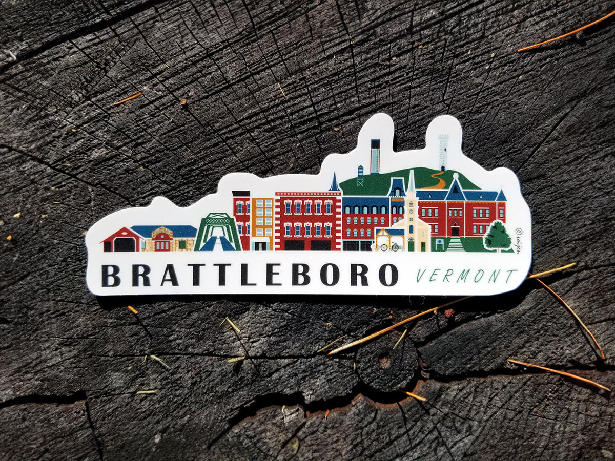 Brattleboro Vermont Cityscape Waterproof Sticker