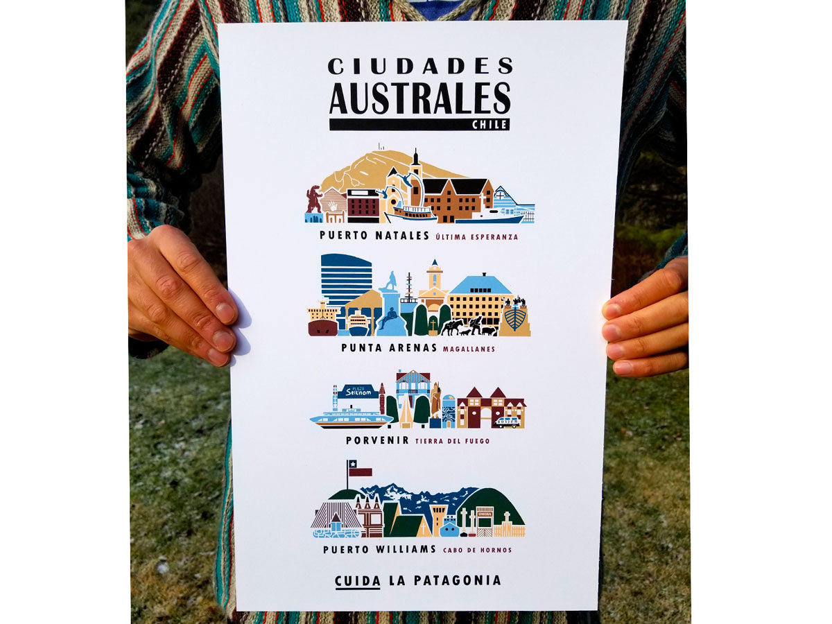 Cities of Patagonia Austral Poster | Patagonia Chile