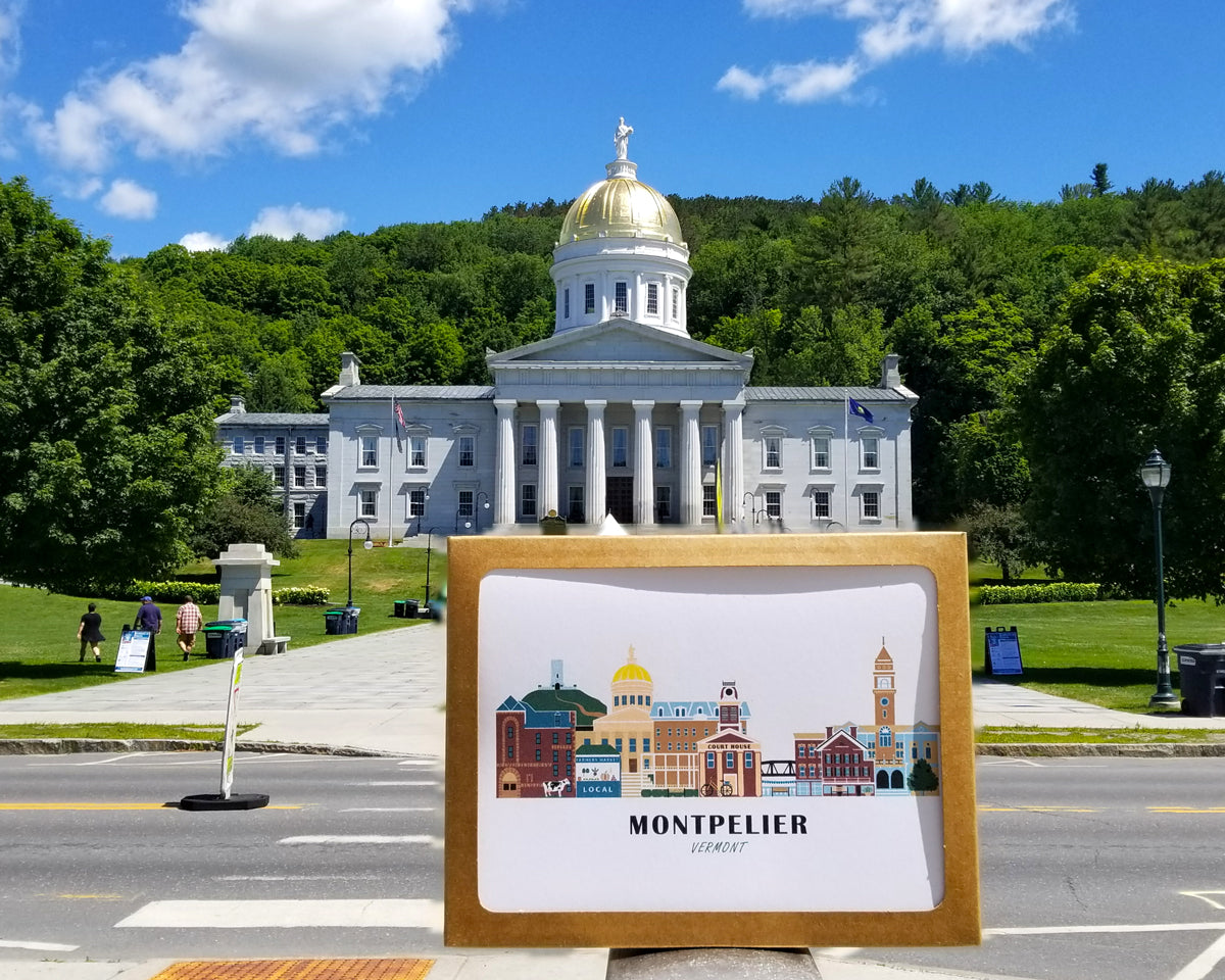 Montpelier Vermont Cityscape | Blank Greeting Card Set