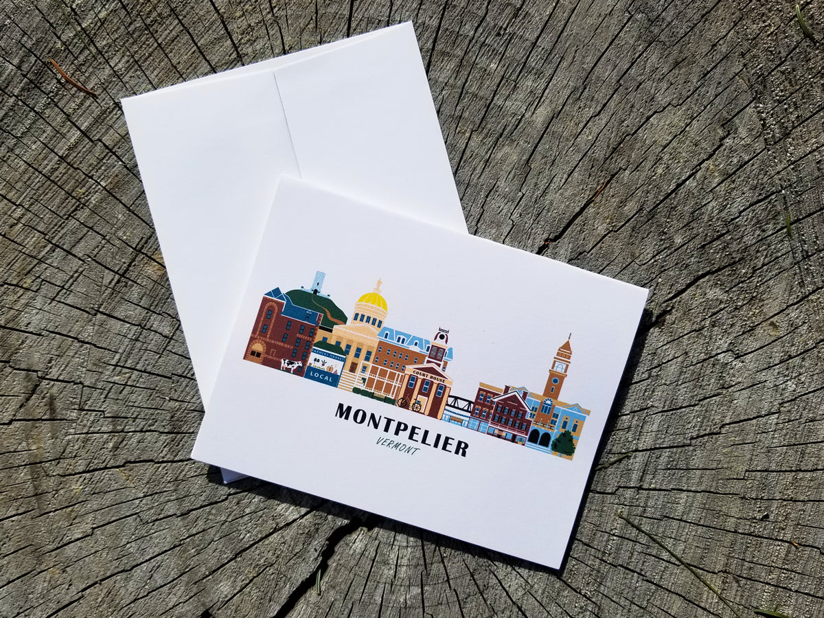 Montpelier Vermont Cityscape | Blank Greeting Card Set