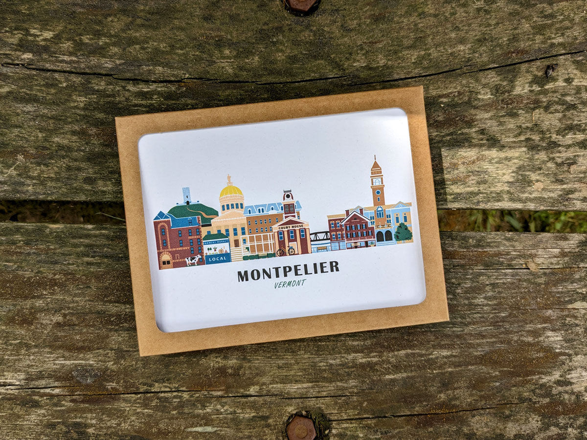 Montpelier Vermont Cityscape | Blank Greeting Card Set