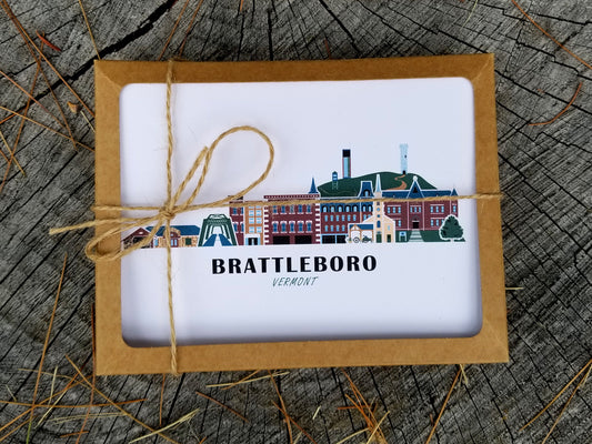 Brattleboro Vermont Cityscape | Blank Greeting Card Set