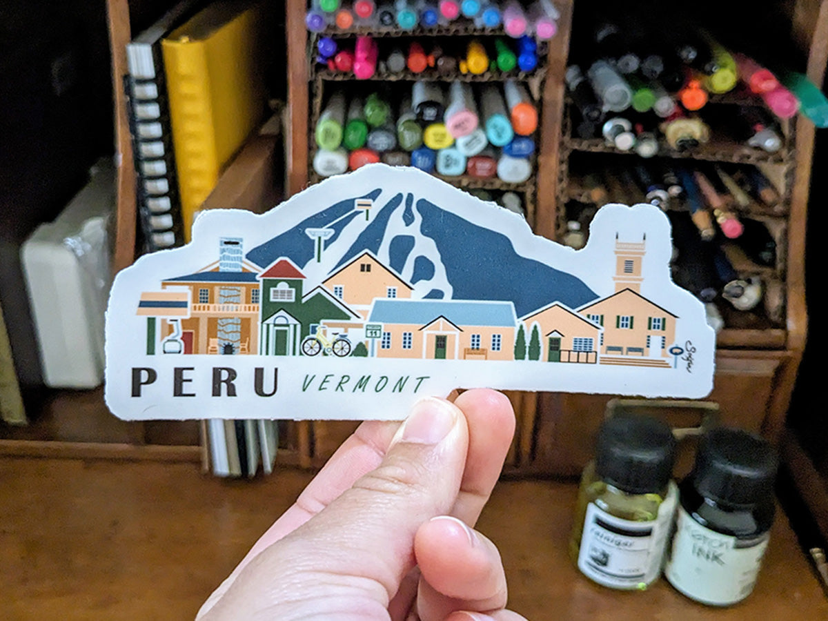 Peru Vermont Cityscape Waterproof Sticker