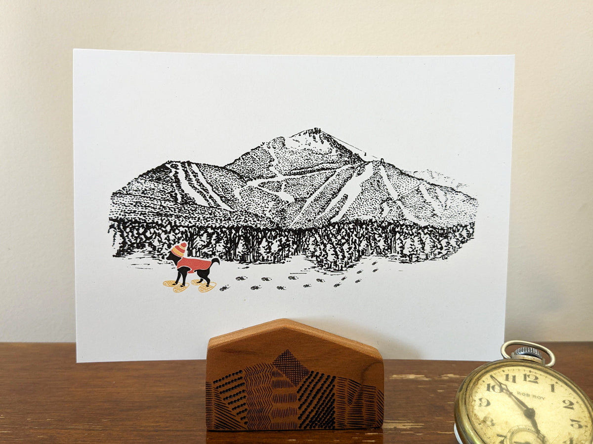 Montañas - Snowshoeing Dog Art Print