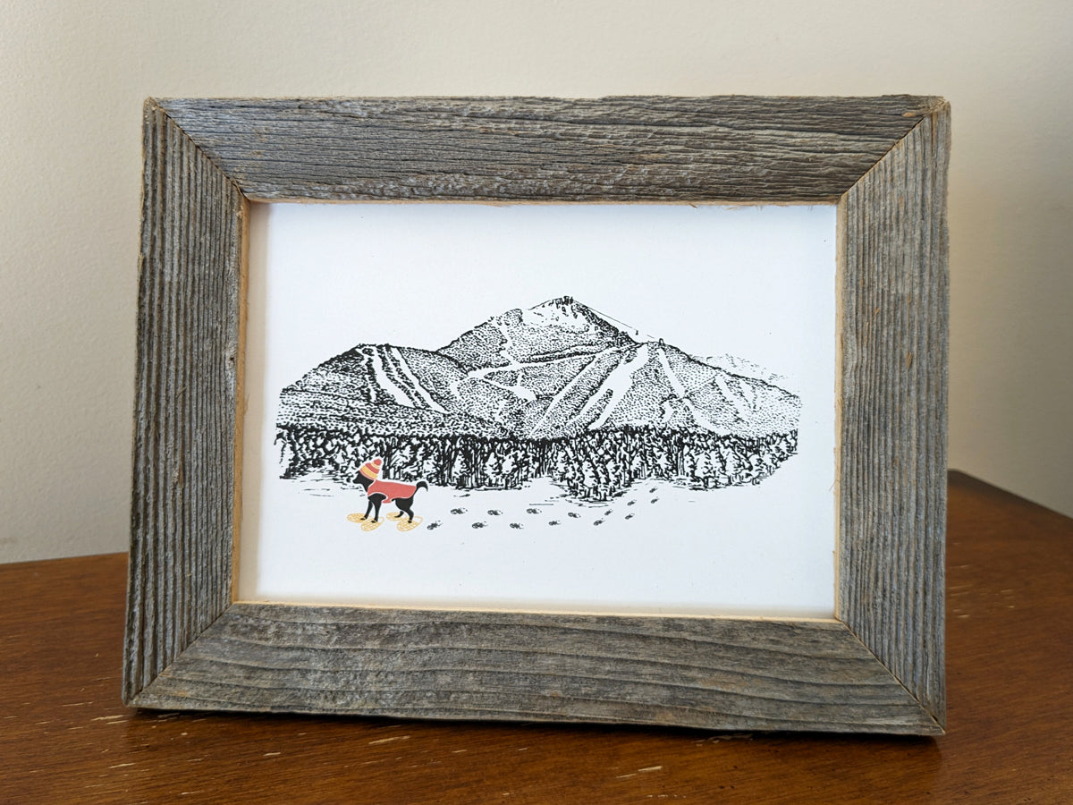 Montañas - Snowshoeing Dog Art Print