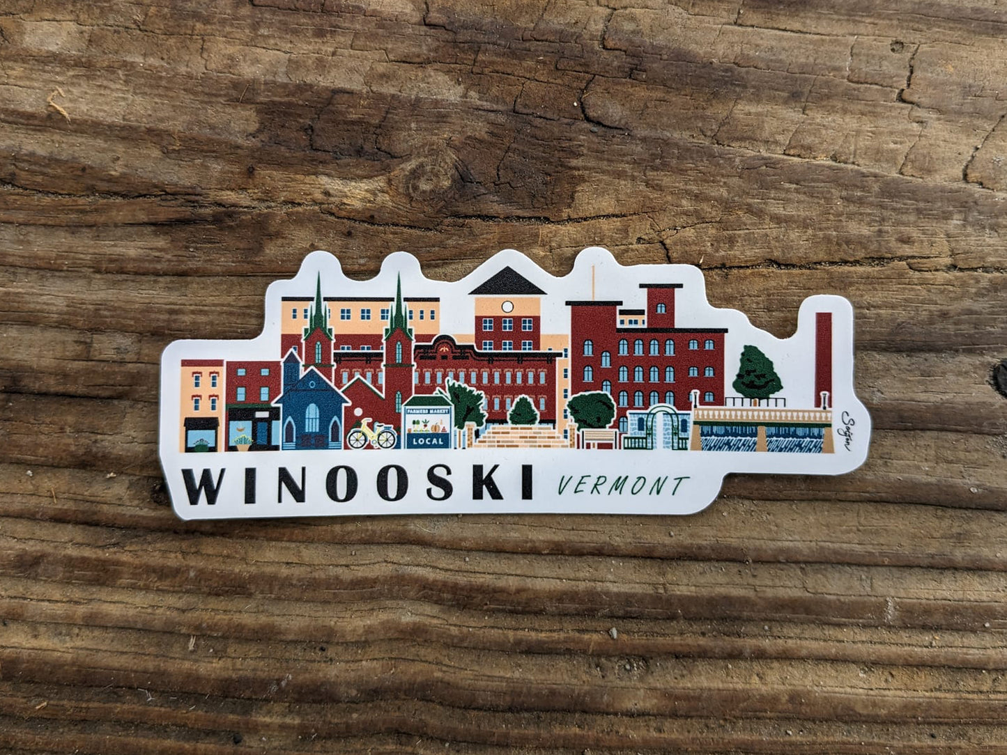 Winooski Vermont Cityscape Waterproof Sticker