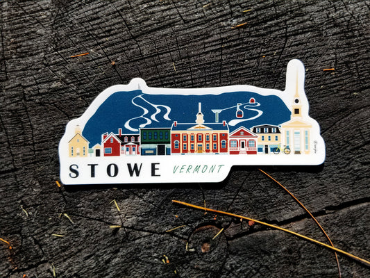 Stowe Vermont Cityscape Waterproof Sticker