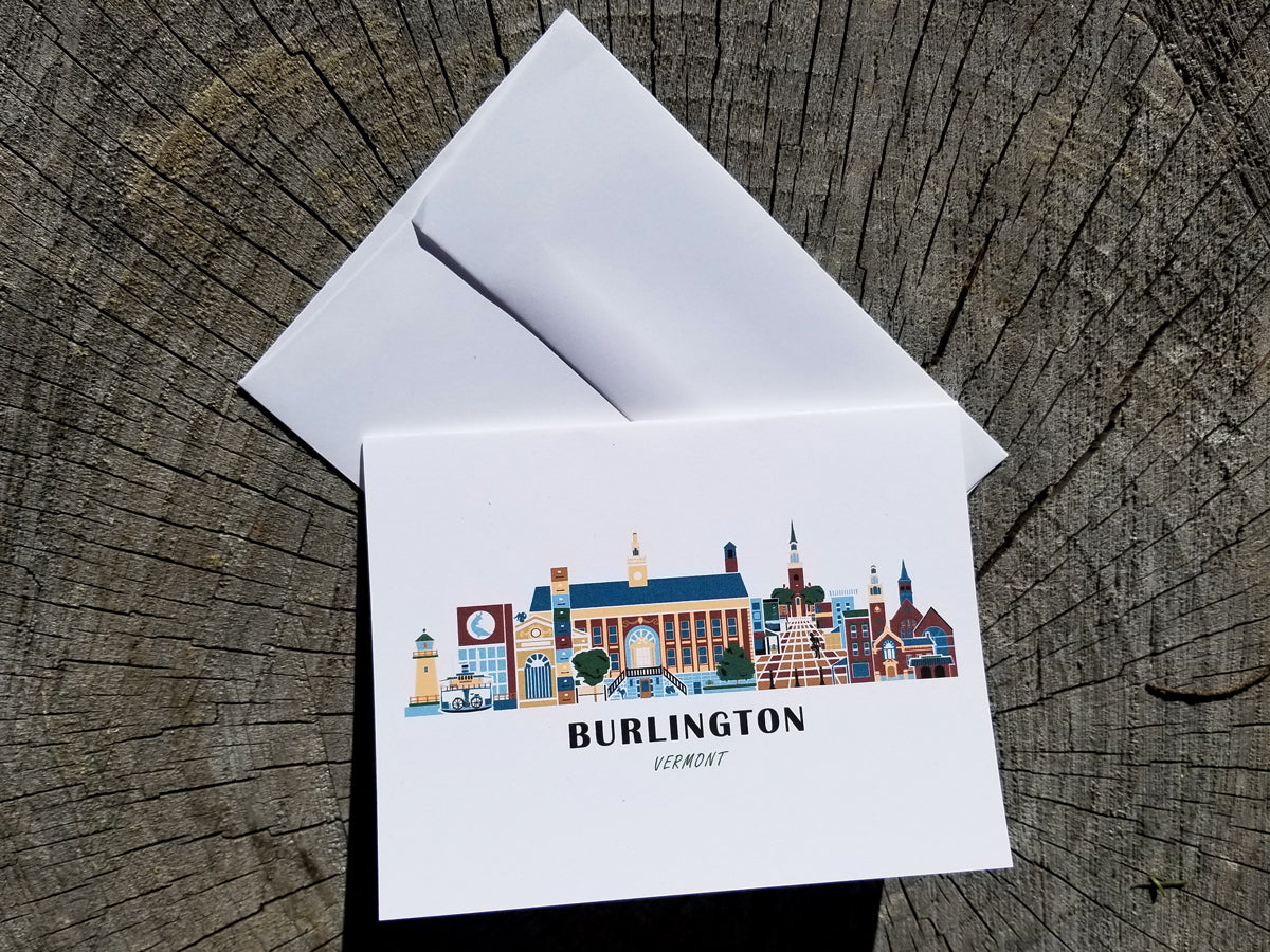 Burlington Vermont Cityscape | Blank Greeting Card Set