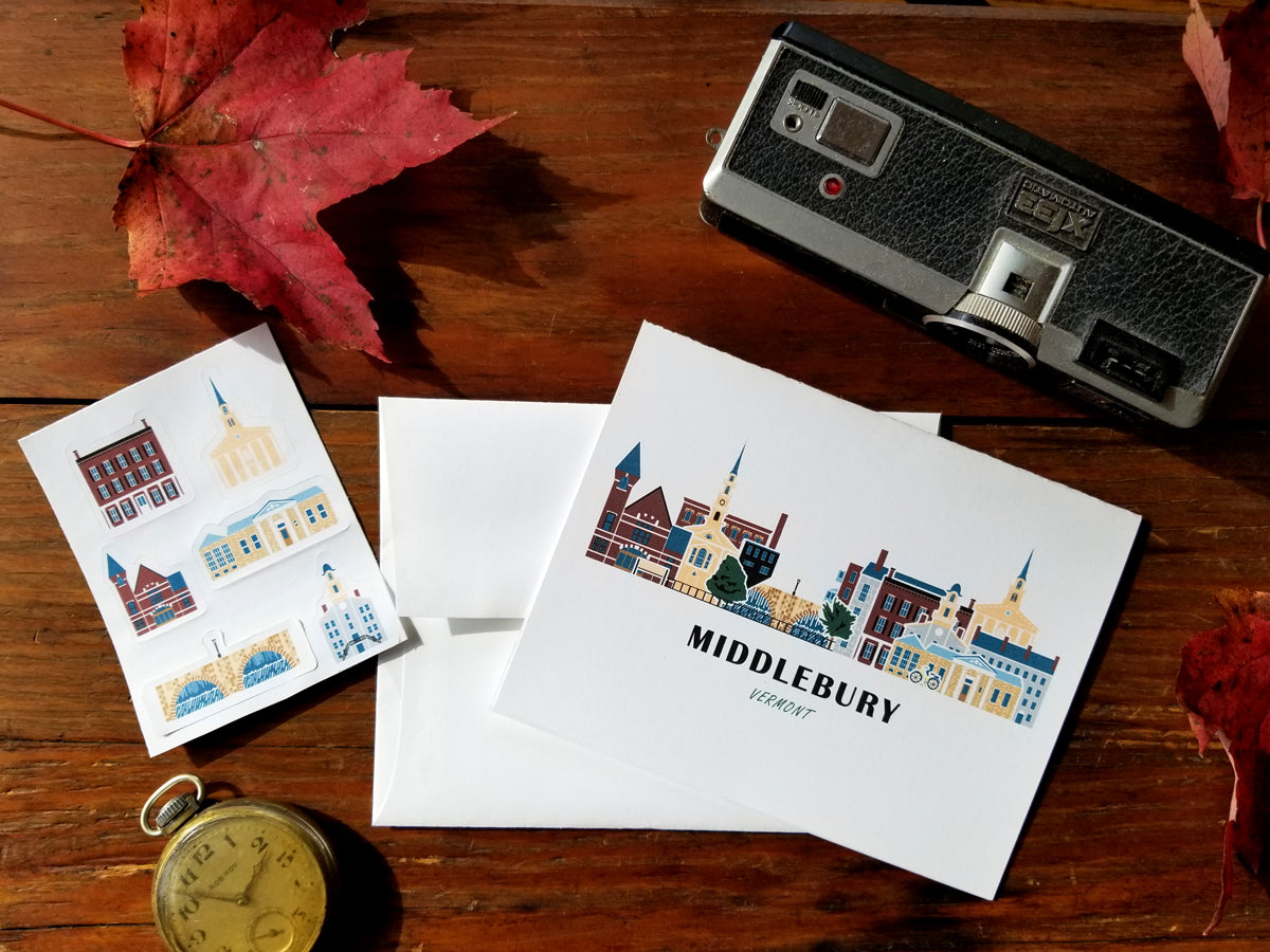 Middlebury Vermont Cityscape | Blank Greeting Card Set