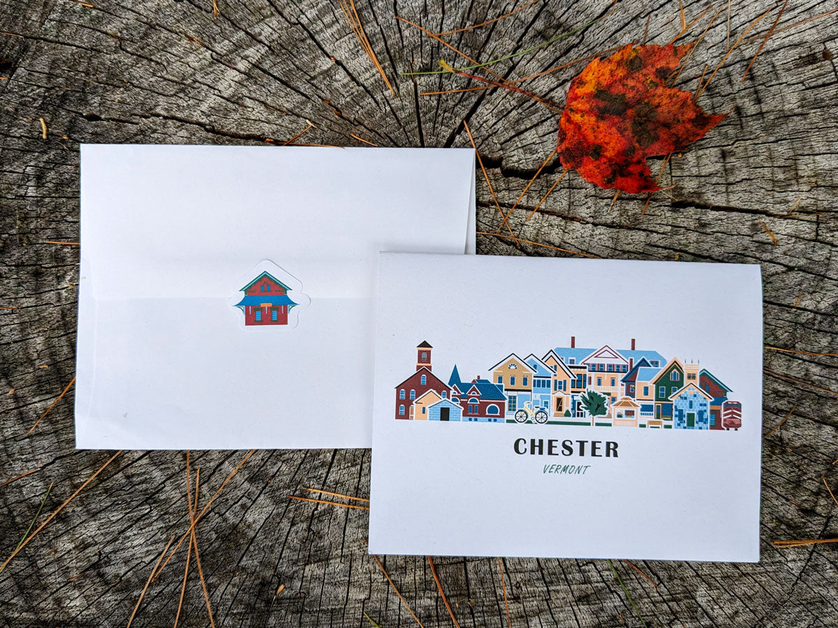 Chester Vermont Cityscape | Blank Greeting Card Set